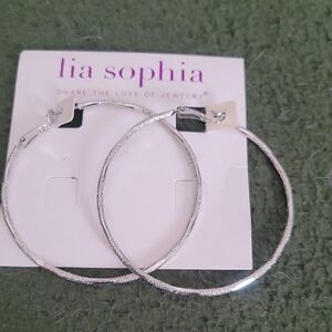 Lia Sophia Shimmering Silver Hoop Earrings